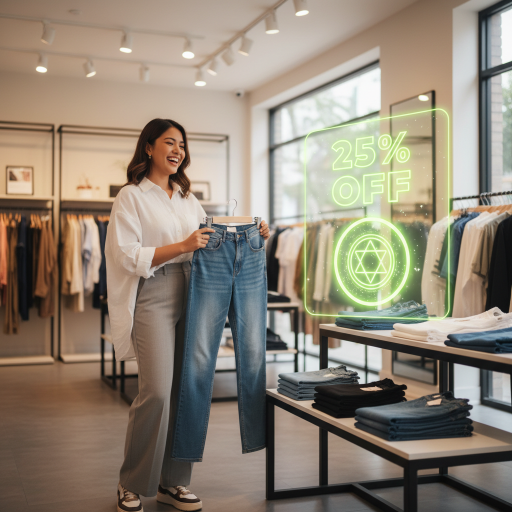Engaged shopper in a modern retail store